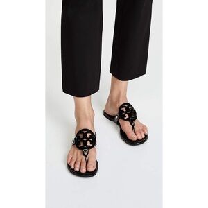 Tory Burch Women’s Miller Black Patent Leather Sandals Sz 7 Preppy Quiet Luxury